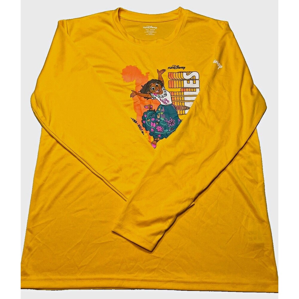 runDisney Mirabel Encanto Performance Long Sleeve Crew Neck T-Shirt M Yellow
